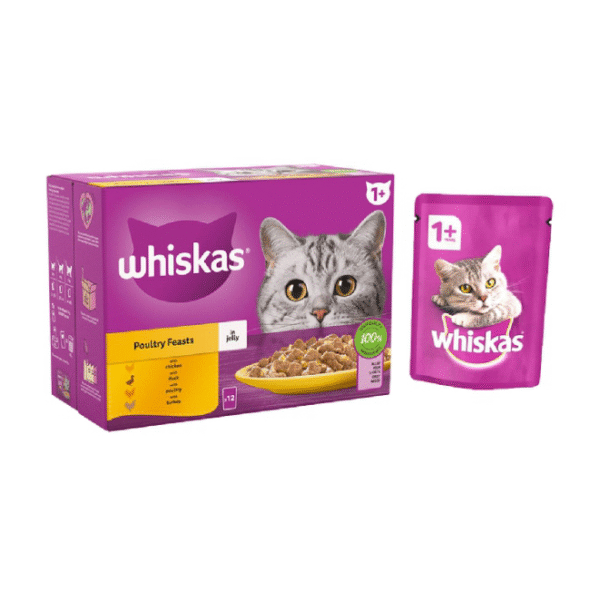 Whiskas  1+ Adult Poultry Feasts in jelly & Gravy Wet Cat Food Pouches - 85 gm