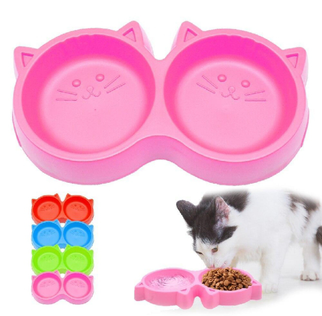 Cat Face double  Food bowl For Cats